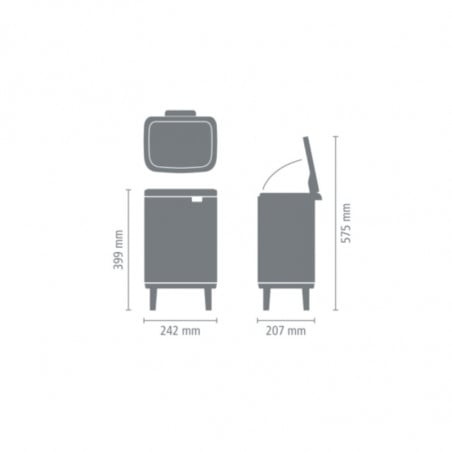 Кош за боклук Brabantia Bo Small Hi 1006645, 7 л, Повдигнат, Плавно и безшумно отваряне, Черен мат