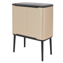 Кош за смет Brabantia Bo Touch 1003216, 3x11 л, Плавно и безшумно отваряне, Голям отвор, Златен металик