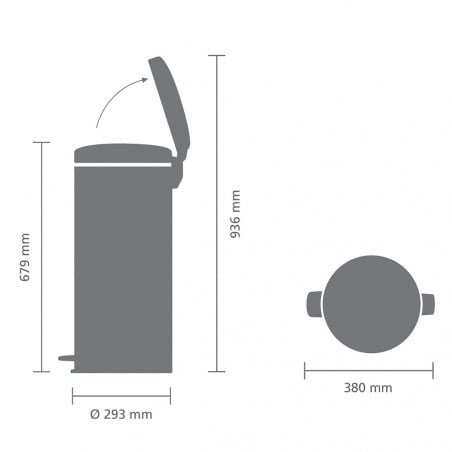 Кош за смет с педал Brabantia NewIcon 1005539, 30 л, Леко затваряне, Противоплъзгаща основа, Бежов