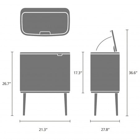 Кош за смет Brabantia Bo Touch 651115, 11/23 л, Леко затваряне, Противоплъзгаща основа, Устойчив на пръстови отпечатъци, Матов Инокс