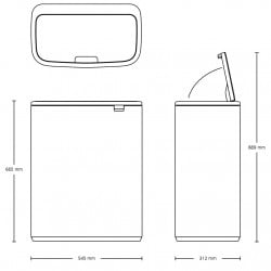 Кош за смет Brabantia Bo Touch 1001276, 60 л, Плавно и безшумно отваряне, Голям отвор, Бронз