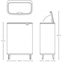 Кош за смет Brabantia Bo Touch Hi 1001260, 60 л, Повдигнат, Плавно и безшумно отваряне, Черен мат