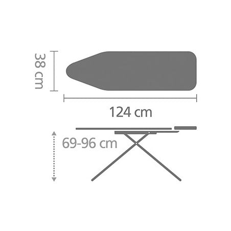 Маса за гладене Brabantia B 90300120, 124x38 см, 7 позиции за регулиране, Поставка за парогенератор, PerfectFlow, Бял/Светлосин