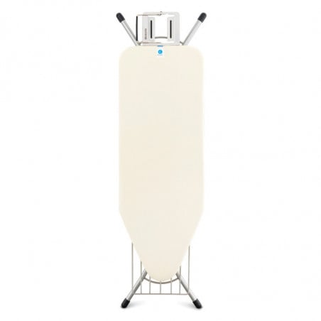 Маса за гладене Brabantia C 90300134, 124x45 см, 7 позиции за регулиране, Поставка за ютия, Рафт за дрехи, Екрю