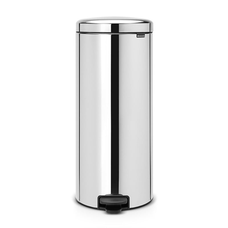 Кош за боклук с педал Brabantia NewIcon 649064, 30 л, Леко затваряне, Противоплъзгаща основа, Метална вътрешна кофа, Инокс