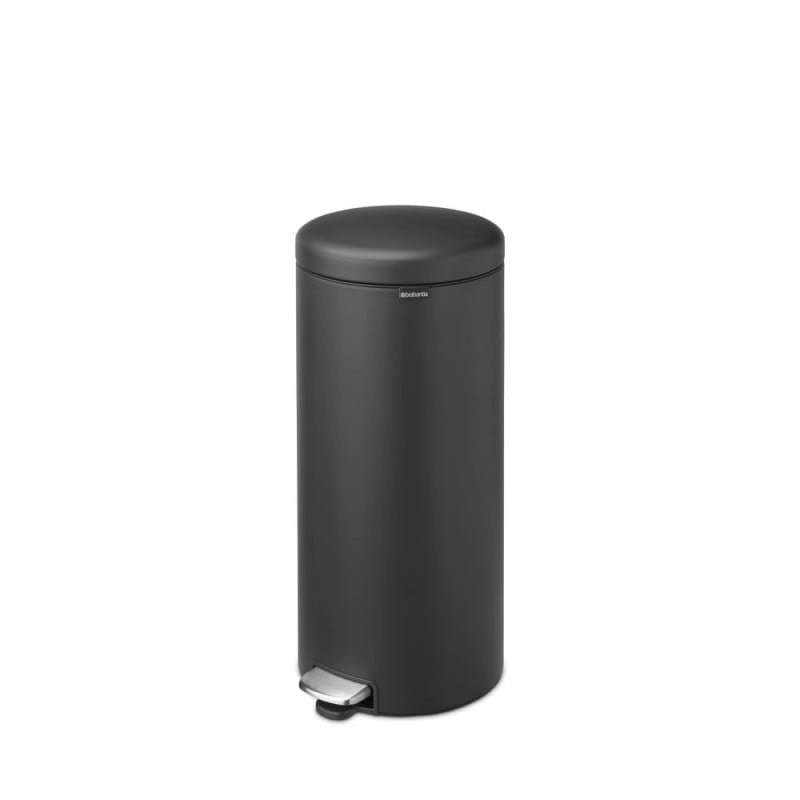 Кош за боклук с педал Brabantia NewIcon 649753, 30 л, Леко затваряне, Противоплъзгаща основа, Сатенено покритие, Тъмносив