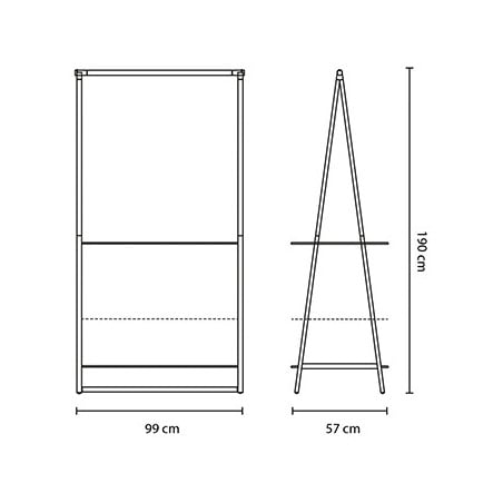 Многофункционална закачалка за дрехи Brabantia Linn 1008930, 2 рафта, Стомана, Черен