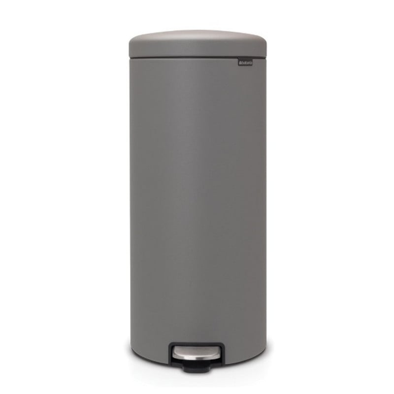 Кош за боклук с педал Brabantia NewIcon 1001092, 30 л, Леко затваряне, Противоплъзгаща основа, Сатенено покритие, Сив