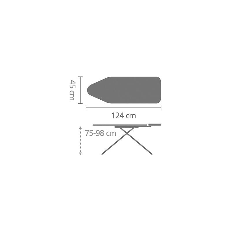 Маса за гладене Brabantia C 1003361, 124x45 см, 7 позиции за регулиране, Поставка за ютия, Черен