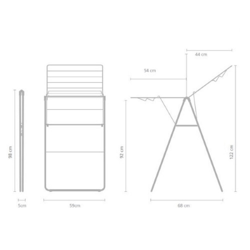 Сушилник за дрехи Brabantia Hangon 1004163, 15 м, 4 закачалки, Регулируем, Заключване за деца, Инокс