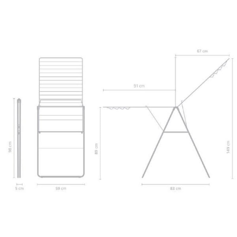 Сушилник за дрехи Brabantia Hangon 1004169, 25 м, 8 закачалки, Регулируем, Заключване за деца, Инокс