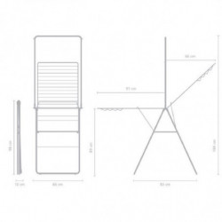 Сушилник за дрехи Brabantia Hangon 1004172, 25 м, 8 закачалки, Заключване за деца, Допълнителен прът, Инокс