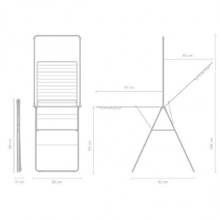 Сушилник за дрехи Brabantia Hangon 1004172, 25 м, 8 закачалки, Заключване за деца, Допълнителен прът, Инокс