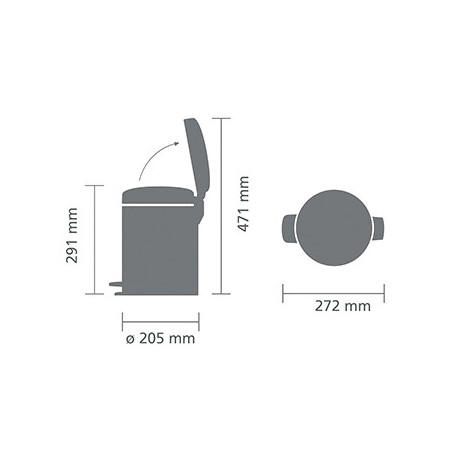 Кош за боклук с педал Brabantia NewIcon 1005528, 5 л, Плавно затваряне, Противоплъзгаща основа, Светлосин