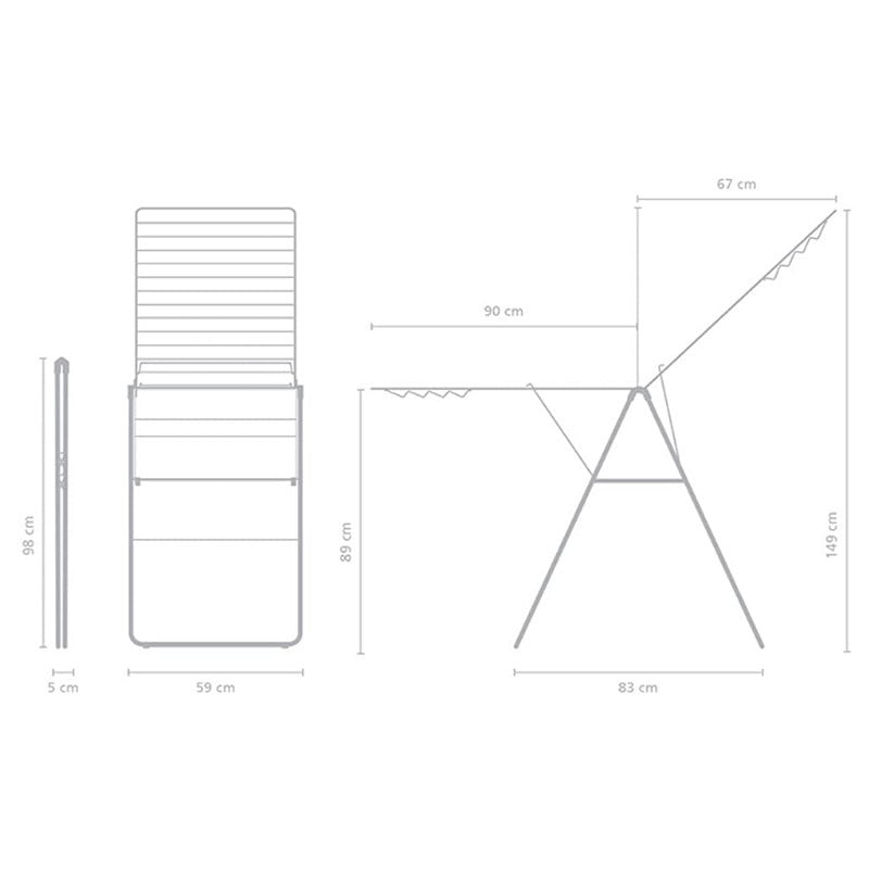 Сушилник за дрехи Brabantia Hangon 1004167, 25 м, 8 закачалки, Регулируем, Заключване за деца, Бял