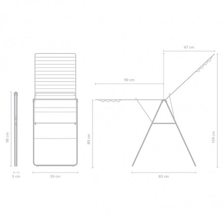 Сушилник за дрехи Brabantia Hangon 1004167, 25 м, 8 закачалки, Регулируем, Заключване за деца, Бял