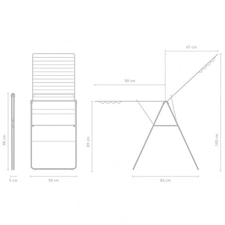 Сушилник за дрехи Brabantia Hangon 1004168, 25 м, 8 закачалки, Регулируем, Заключване за деца, Черен мат