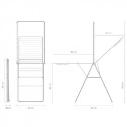 Сушилник за дрехи Brabantia Hangon 1004171, 25 м, 8 закачалки, Заключване за деца, Допълнителен прът, Черен