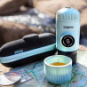 Преносима еспресо машина Wacaco Nanopresso Arctic Blue, 18bar, 80 мл, За мляно кафе, Без необходимост от зареждане и батерии, Калъфче, Арктическо синьо