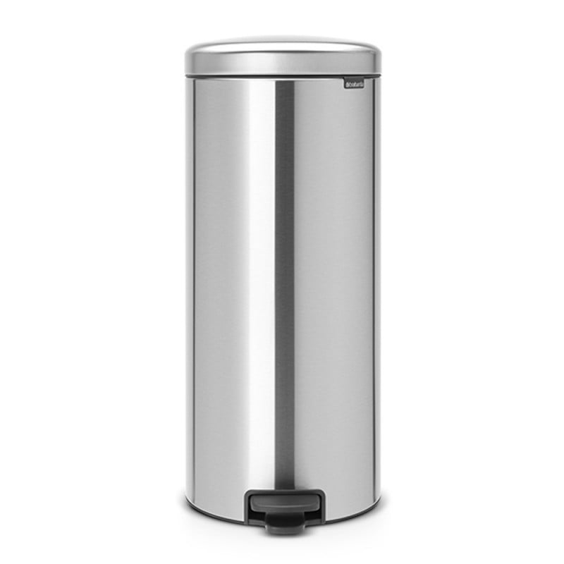 Кош за боклук с педал Brabantia NewIcon 649056, 30 л, Леко затваряне, Противоплъзгаща основа, Инокс/Мат