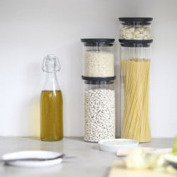 Стъклен буркан Brabantia Stackable 646873, 1.9 л, Плътно затваряне, Подходящ за съдомиялна, Тъмносив