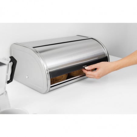 Кутия за хляб Brabantia Roll Top 646881, 16 л, 44.5х26 см, Лека и здрава конструкция, Инокс