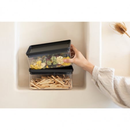 Кутия за съхранение Brabantia Tasty+ Stackable 1008873, 1.5 л, Силиконово уплътнение, Без BPA, Тъмносив