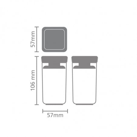 Комплект 2 бр. бурканчета за подправки Brabantia Tasty+ Stackable 1008883, 150 мл, Без BPA, Иновативни капачета, Прозрачен/тъмносив