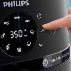 Фритюрник с горещ въздух AirFryer Philips NA220/00, 1500W, 4.2л, 60-200C, 13 програми, Таймер, Rapid Air, Черен