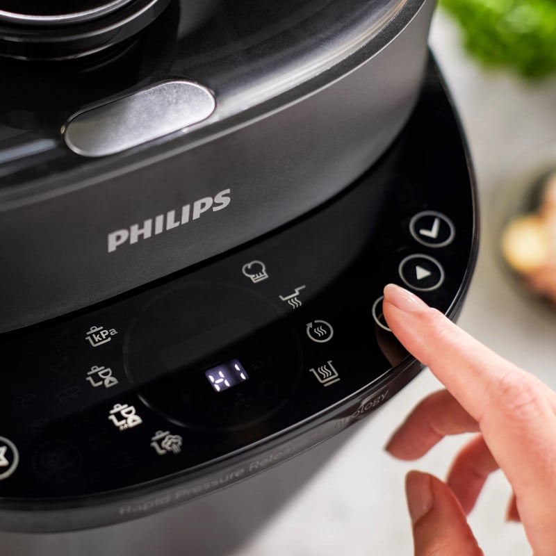 Мултикукър под нялагане Philips HD2151/40, 1000 W, 5 л, 35 програми, 18 защитни системи, LCD дисплей, Таймер, Черен