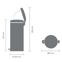 Кош за боклук с педал Brabantia NewIcon 1005540, 30 л, Леко затваряне, Противоплъзгаща основа, Светлосин