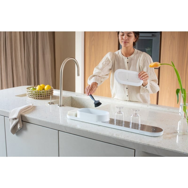 Комплект за мивка Brabantia SinkStyle 1008499, 2 части, Минерализирано покритие, Устойчив на корозия, Бял