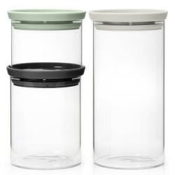 Комплект 3 бр бурканчета Brabantia Stackable 1005602, 300/600/1.1л, Подреждане един върху друг, Многоцветен