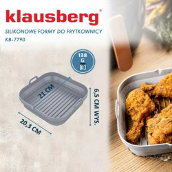 Комплект 2 бр. правоъгълни силиконови форми за Airfryer Klausberg KB 7790, 21х20.3 см, До 230C, Без BPA,  Сив