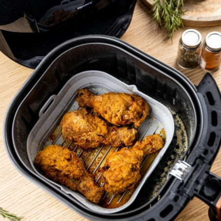 Комплект 2 бр. правоъгълни силиконови форми за Airfryer Klausberg KB 7790, 21х20.3 см, До 230C, Без BPA,  Сив