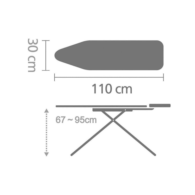 Маса за гладене Brabantia A 1005614, 110x30 см, 7 позиции за регулиране, Поставка за ютия, Зелен