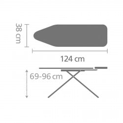 Маса за гладене Brabantia B 1003333, 124x38 см, 7 позиции за регулиране, Поставка за ютия, Екрю