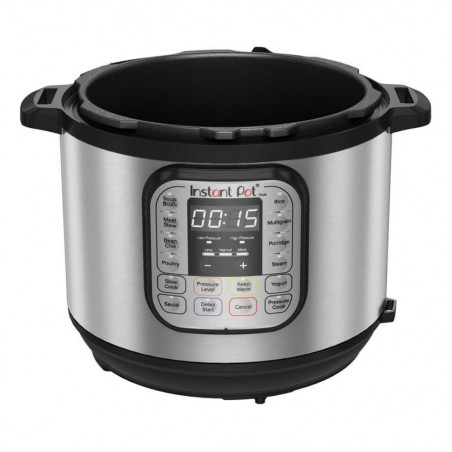 Мултикукър под налягане Instant Pot Duo 80113006101, 1200W, 7.6 л, 13 програми, За 8-12 порции, Функция настрой и забрави, Сребрист