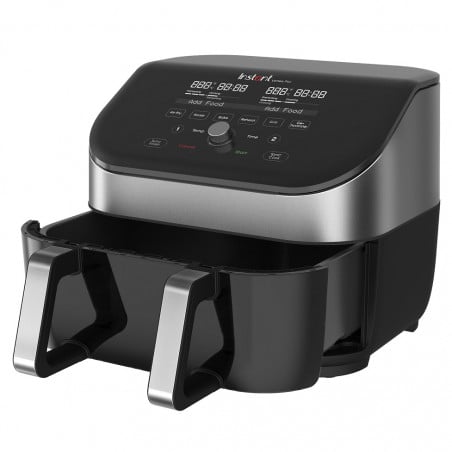 Фритюрник с горещ въздух Instant Pot Vortex Plus VersaZone ClearCook 140410001, 2 зони, 1700W, 8.5 л, 6 програми, SyncCook, SyncFinish, Черен/сив