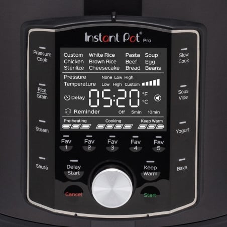 Мултикукър Instant Pot PRO 8 113005701, 1400W, 7.6 л, 28 програми, 11 Системи за безопасност, Черен