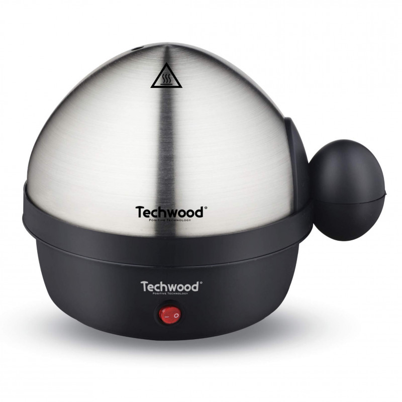 Яйцеварка Techwood TO-007, 350W, До 7 варени яйца, Функция пържене до 4 яйца, Аларма, Черен/инокс