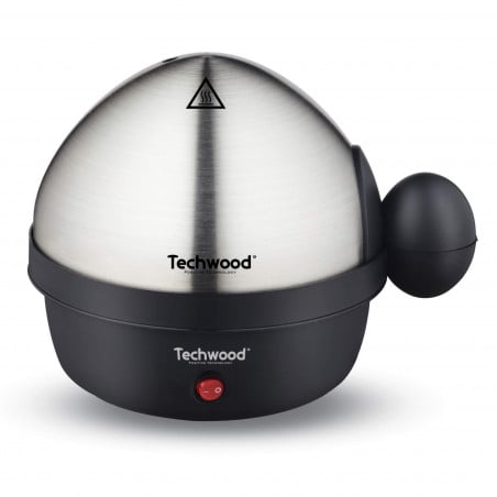 Яйцеварка Techwood TO-007, 350W, До 7 варени яйца, Функция пържене до 4 яйца, Аларма, Черен/инокс