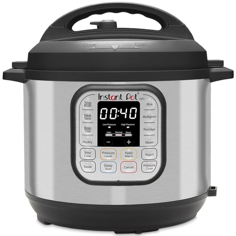 Мултикукър под налягане Instant Pot Duo 80113006101, 1200W, 7.6 л, 13 програми, За 8-12 порции, Функция настрой и забрави, Сребрист