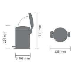 Кош за боклук с педал Brabantia NewIcon 1005524, 3 л, Плавно затваряне, Противоплъзгаща основа, Светлосин