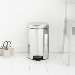 Кош за боклук с педал Brabantia NewIcon 649033, 12 л, Плавно затваряне, Противоплъзгаща основа, Метална вътрешна кофа, Инокс