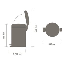 Кош за боклук с педал Brabantia NewIcon 1008844, 12 л, Плавно затваряне, Противоплъзгаща основа, Жълт