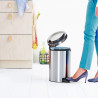 Кош за боклук с педал Brabantia NewIcon 649031, 12 л, Плавно затваряне, Противоплъзгаща основа, Устойчив на пръстови отпечатъци, Инокс/Мат